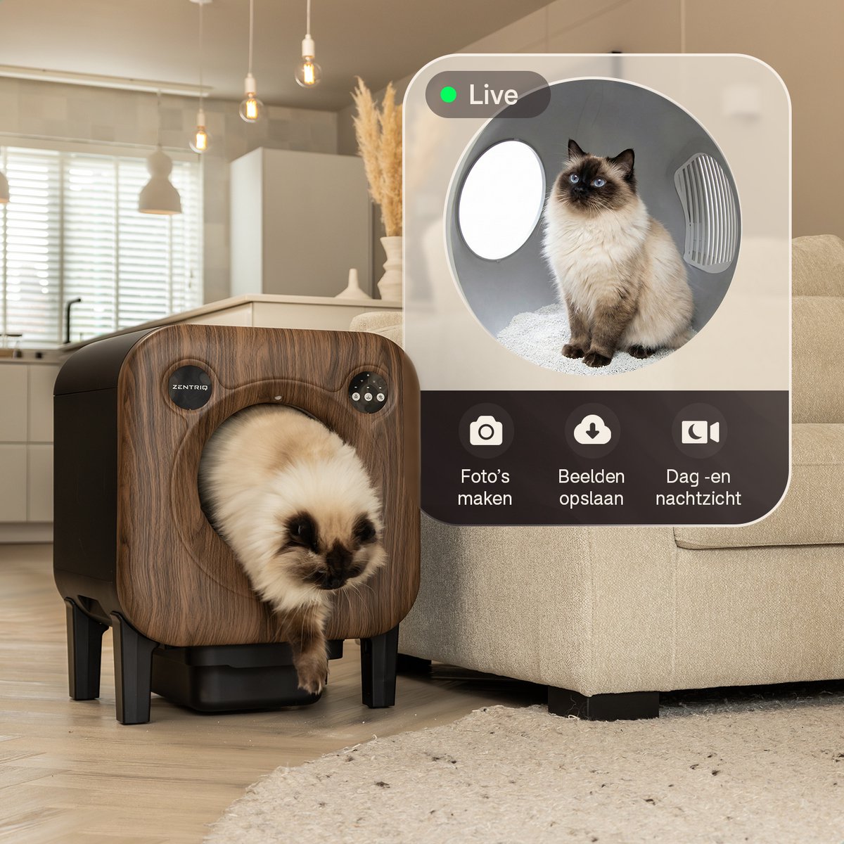 Zentriq Automatische Kattenbak - Zelfreinigend met App & 4k Camera thumbnail 5