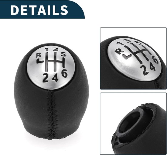 Versnellingspook Auto - Pookknop Schakelpook - Soepel Schakelen - 6 Versnellingen - 1 Stuk - Zwart Zilver — afbeelding 4