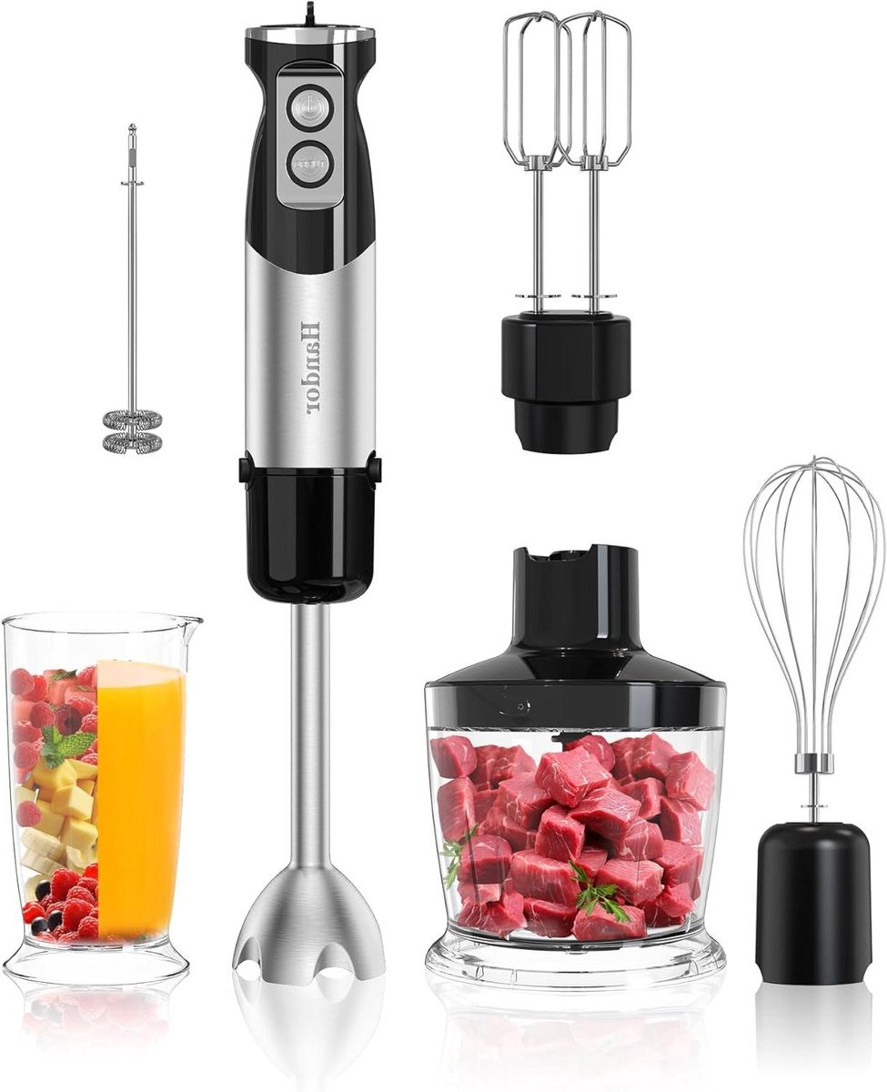 Handmixer - Staafmixer - Keukenbereidingen - 12 Snelheden - 1000 W - Zilver
