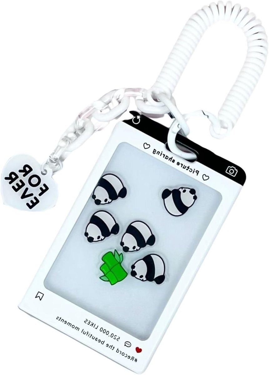 Fotokaarthouder Sleutelhanger - Badgehouder Kaartbeschermer - Kaarten Tonen - Acryl Cartoon Ontwerp - 10 g - Panda