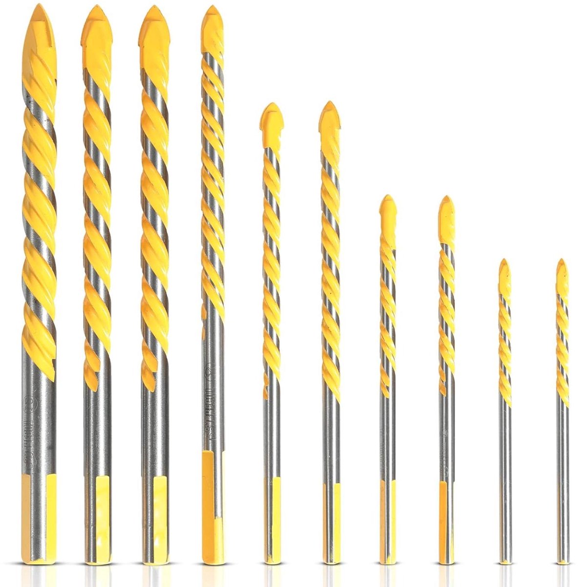 Metselboorset Keramische Tegels - Boorset Steen Beton - Precisie Boren - Titanium Gecoat Staal - 10 stuks 3-6 inch - Zilver