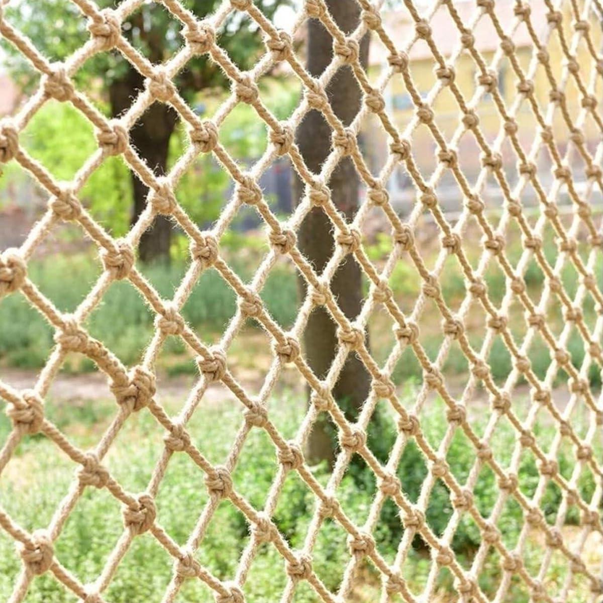 Hennep Touw Net - Veiligheidsnet Klimtouw - Veiligheid en Decoratie - Handgemaakt Jute Materiaal - 0.5mx4m - Natuurlijk