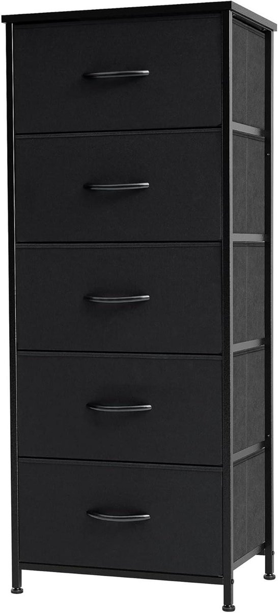 Opbergkast met laden - Ladekast Organizer - Kamer Ordenen - Stalen Frame - 117 cm Hoog - Zwart