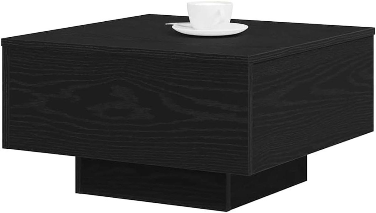 Salontafel Vierkant - Koffietafel Eikenlook - Woonkamer Decoratie - Matte Afwerking - 55 x 55 cm - Zwart