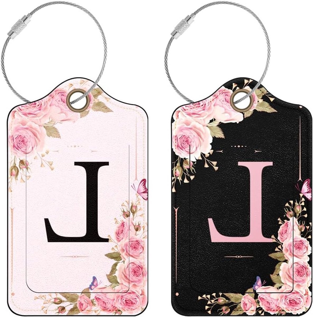 Persoonlijke Kofferlabels met Initialen - Duurzame PU Leren Bagagelabels voor Vrouwen en Meisjes, Perfect voor Reizen en Vakanties