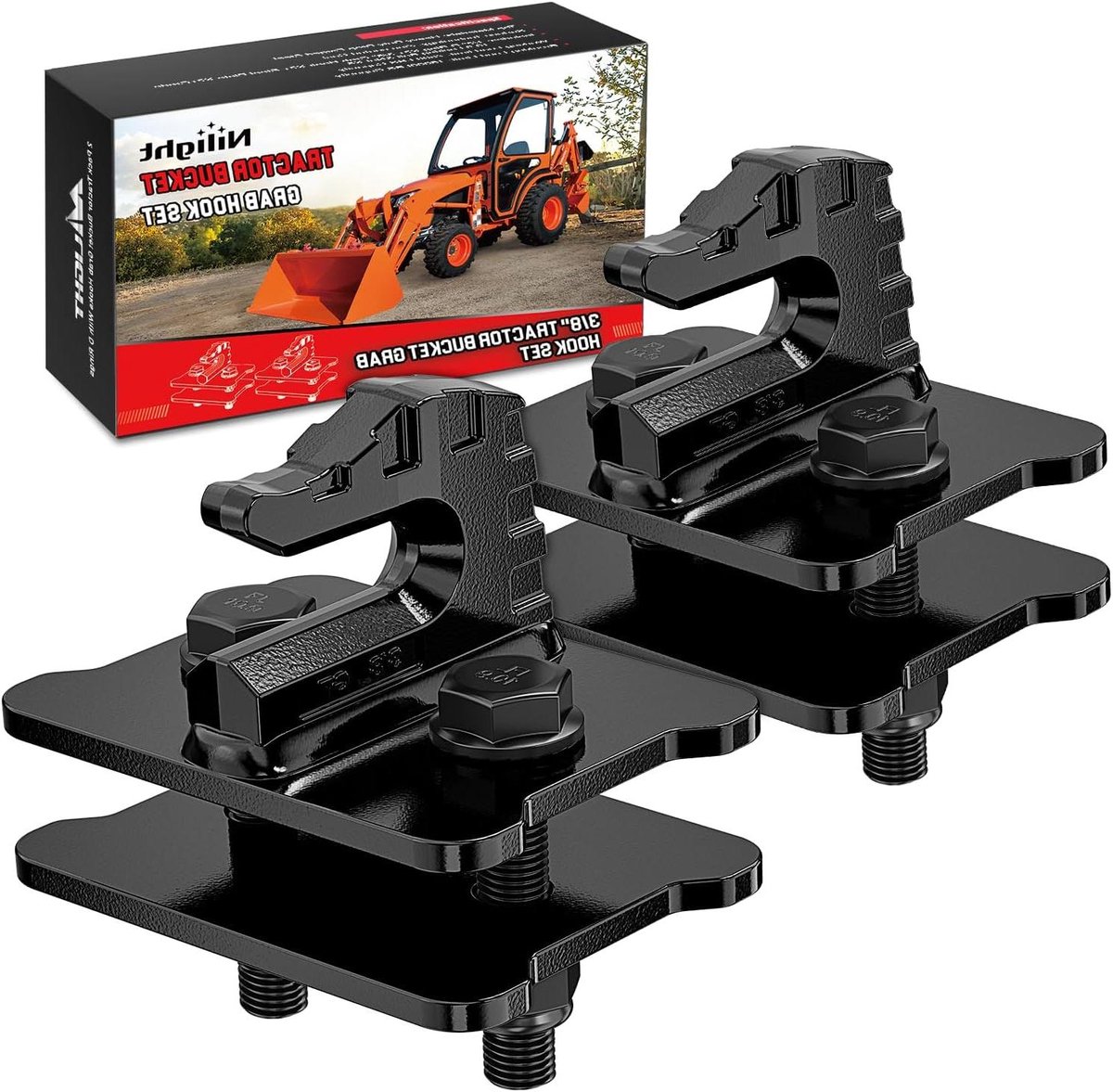 Trekker Emmer Haken - Grijphaken Landbouw - Vastzetten Landbouwkettingen - Heavy Duty Gesmeed Staal - 3/8 inch - Zwart