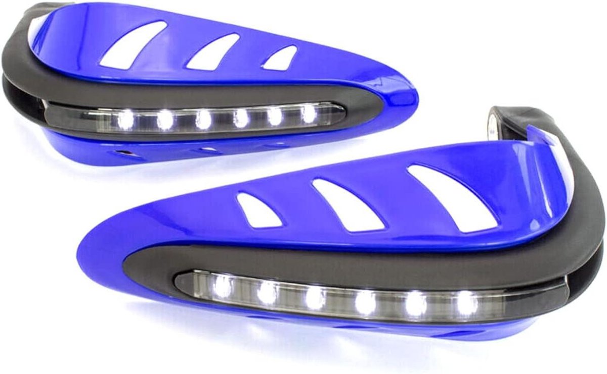 Motorfiets Handkappen - Quad Beschermers - Bescherming Tegen Wind - Geïntegreerde LED Verlichting - 250 mm Breed - Blauw
