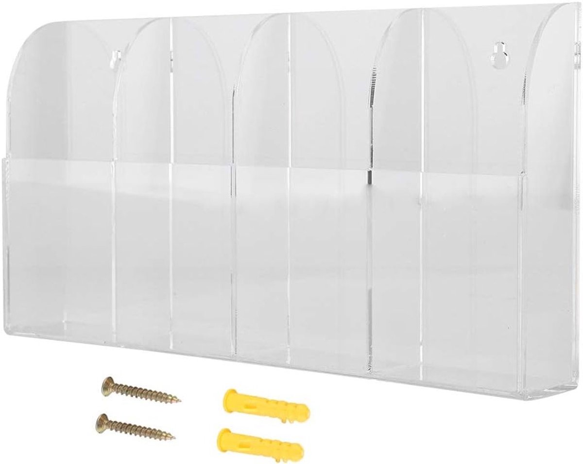 Transparante Wandhouder voor Afstandsbediening - Acryl Opbergdoos met 4 Compartimenten voor TV, Stereo en Airco - Ideaal voor Tafel, Bureau en Nachttafel