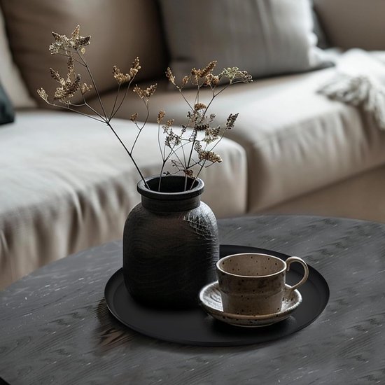Decoratieve Zwarte Kaarsenhouder - 28cm Rond Metalen Kaarsenstandaard voor Tafel, Koffietafel, Eetkamer en Badkamer — afbeelding 2