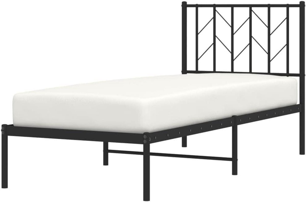 Bedframe Metaal - Eenpersoonsbed Omouw - Slaapkamer Inrichten - Robuuste Metalen Constructie - 75x190 cm - Zwart