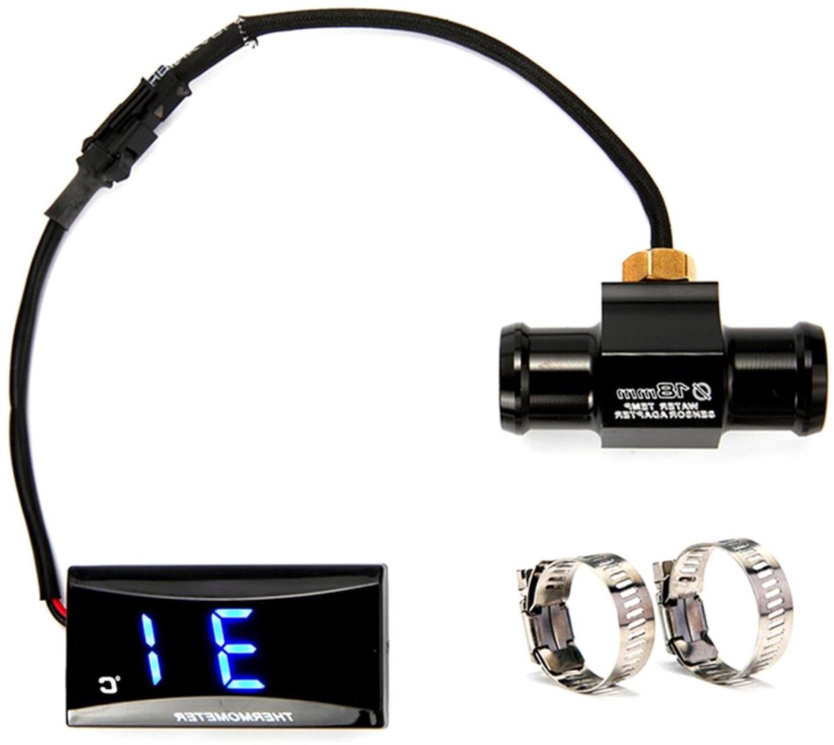Motorthermometer - Watertemperatuurmeter Digitale - Motor Temperatuur Monitoren - Temperatuurwaarschuwing Boven 120°C - 22 mm Adapter - Zwart