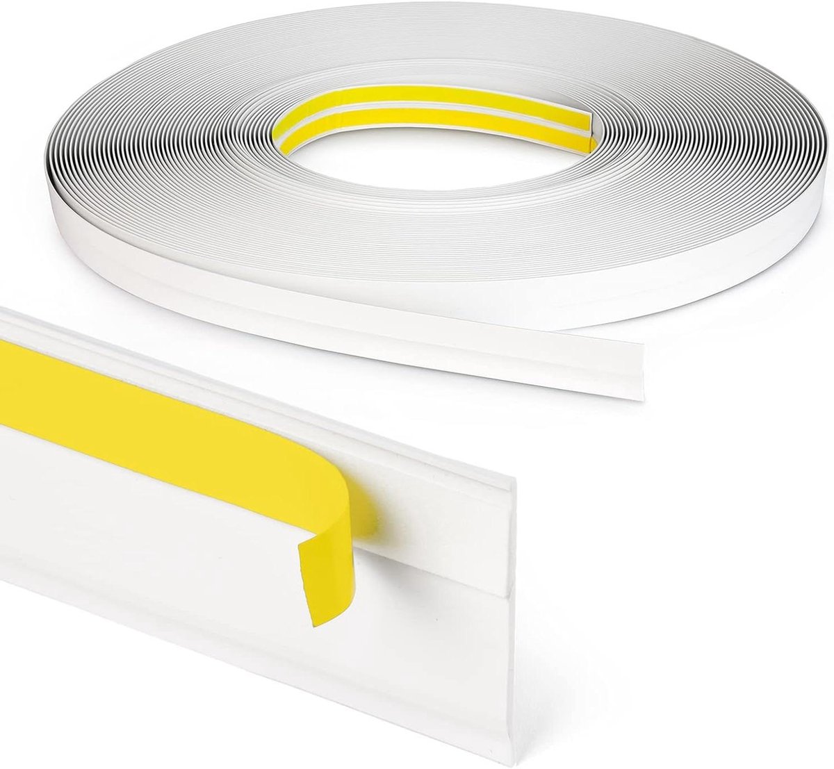 Raamlijst PVC - Afdekstrip Lijstwerk - Voegen Afdekken - Zelfklevend Met Lip - 50 meter - Wit