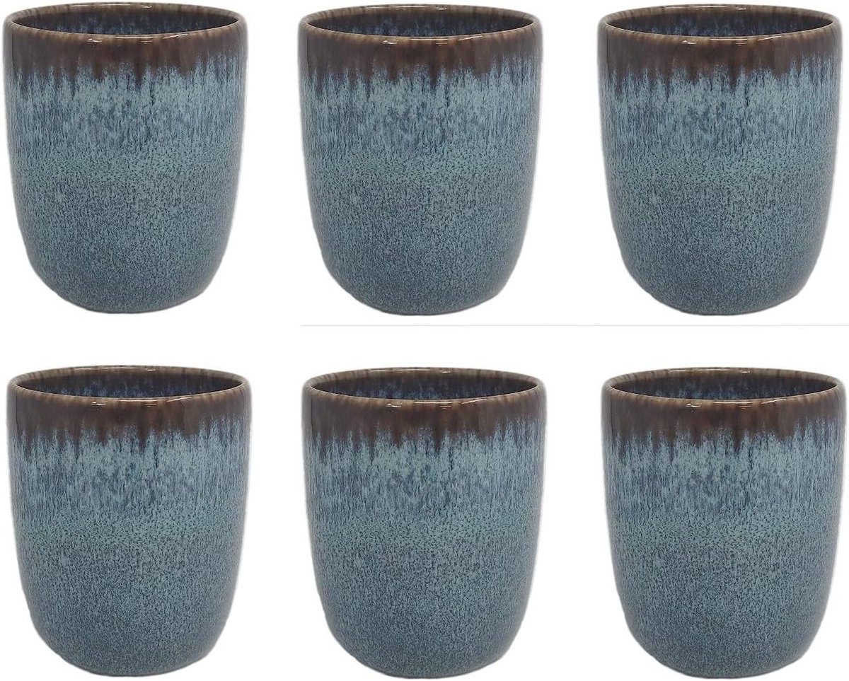 Glazen Bekers - Kopjes Set - Drinken Thuis - Vaatwasserbestendig - 400 ml - Turquoise Blauw