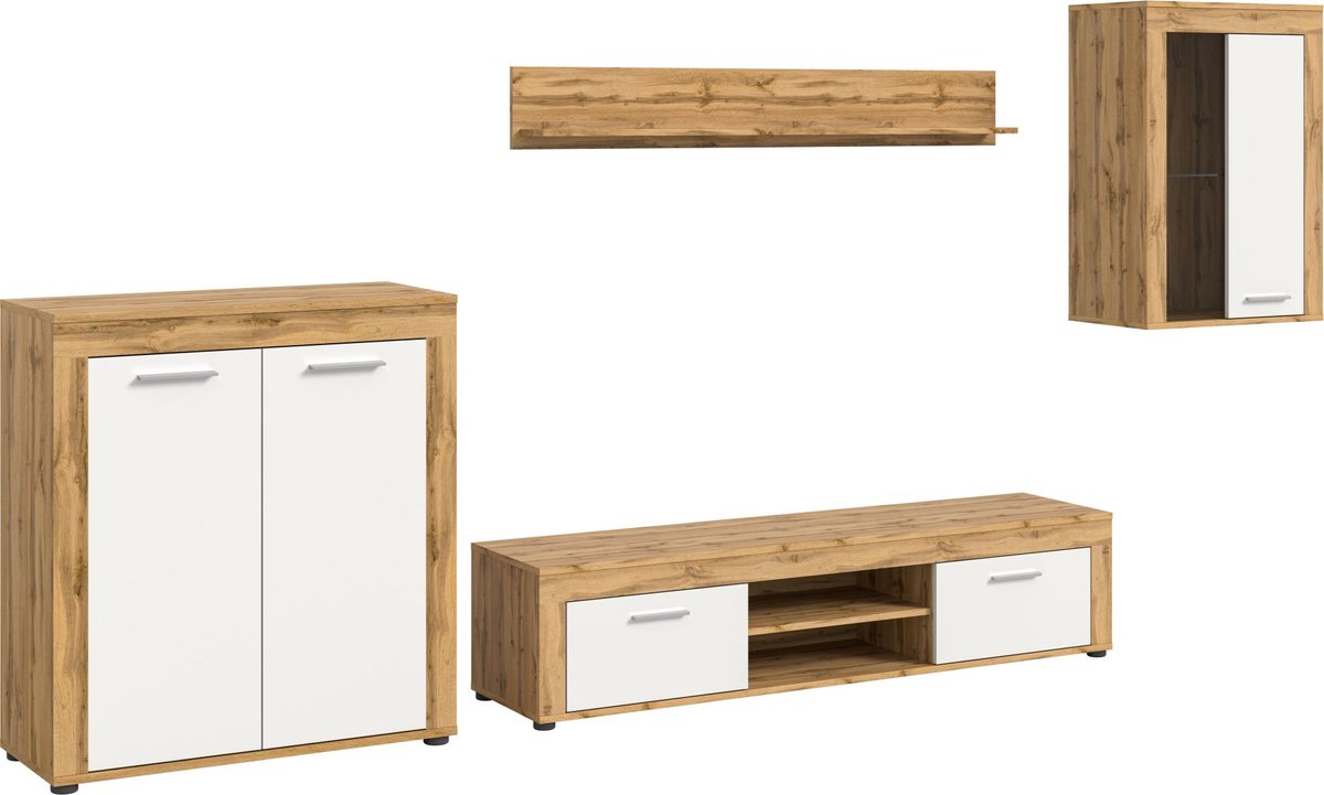 Jam boekenkastopstelling eik decor, wit.