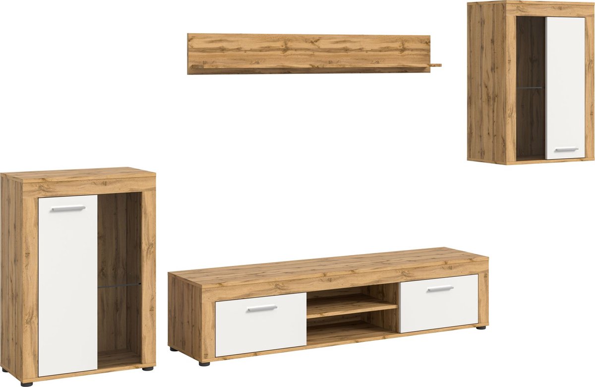 Jam boekenkastopstelling eik decor, wit.