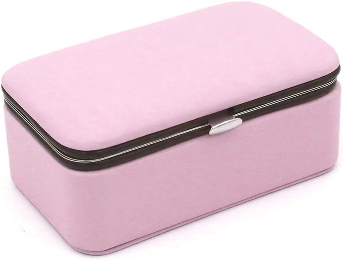 Elegante Roze Sieradenbox van Kunstleer - Opbergdoos voor Ringen, Oorbellen, Kettingen en Armbanden - Perfecte Organizer voor Sieraden