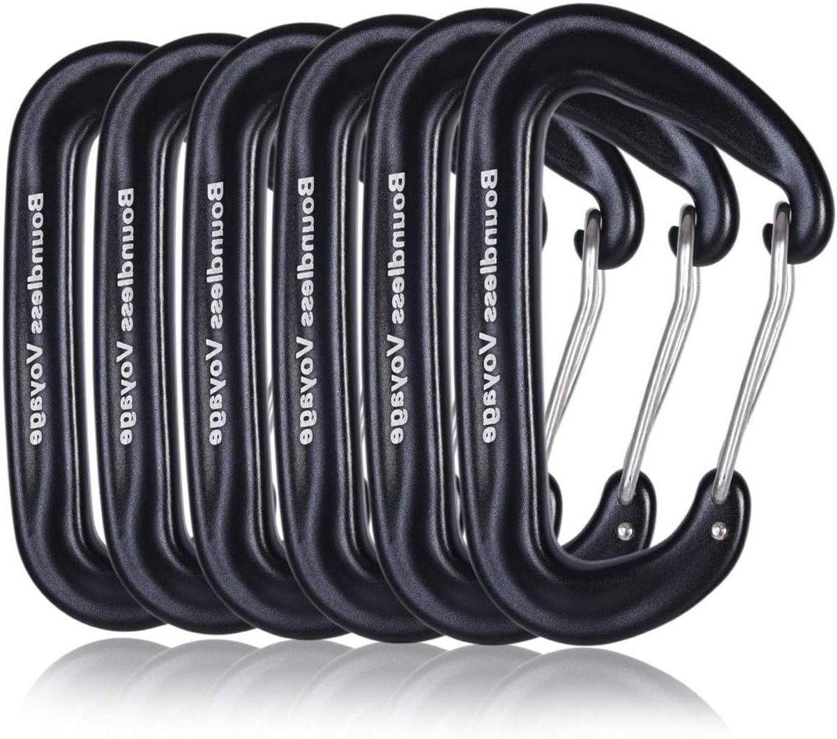 Karabijnhaak Aluminium - D-ring Haak - Zware Belasting Bevestigen - 12 KN Sterkte - 47x35mm - Zwart
