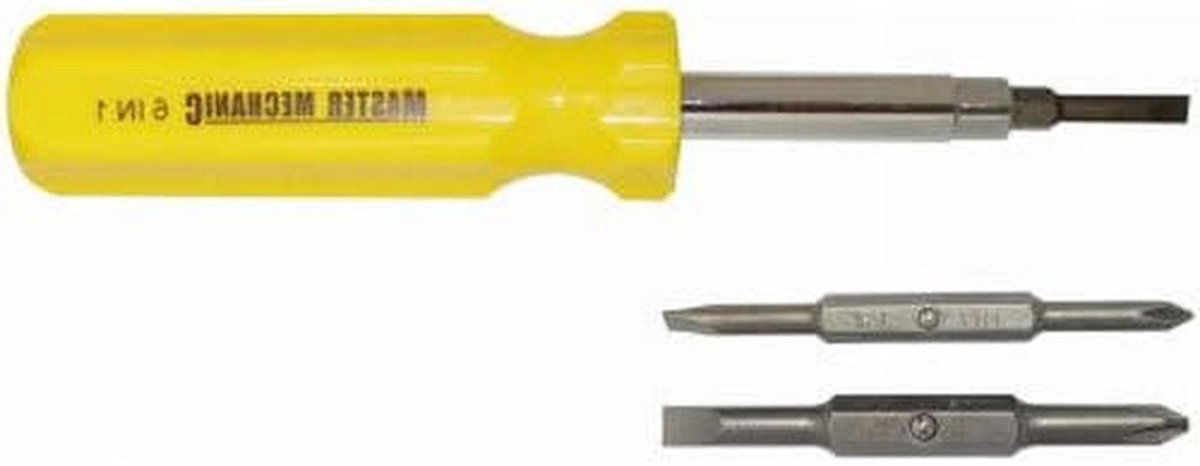 Multischroevendraaier - 6-in-1 Schroevendraaier - Snel Schroeven Wisselen - Snelle Bit Wissels - 17.78 cm - Grijs