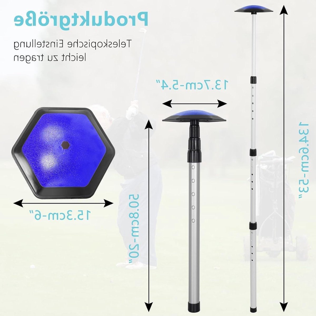 Golfsteunstang - Reisbeschermer Clubs - Bescherming Golfclubs - In hoogte verstelbaar - Tot 135 cm - Blauw