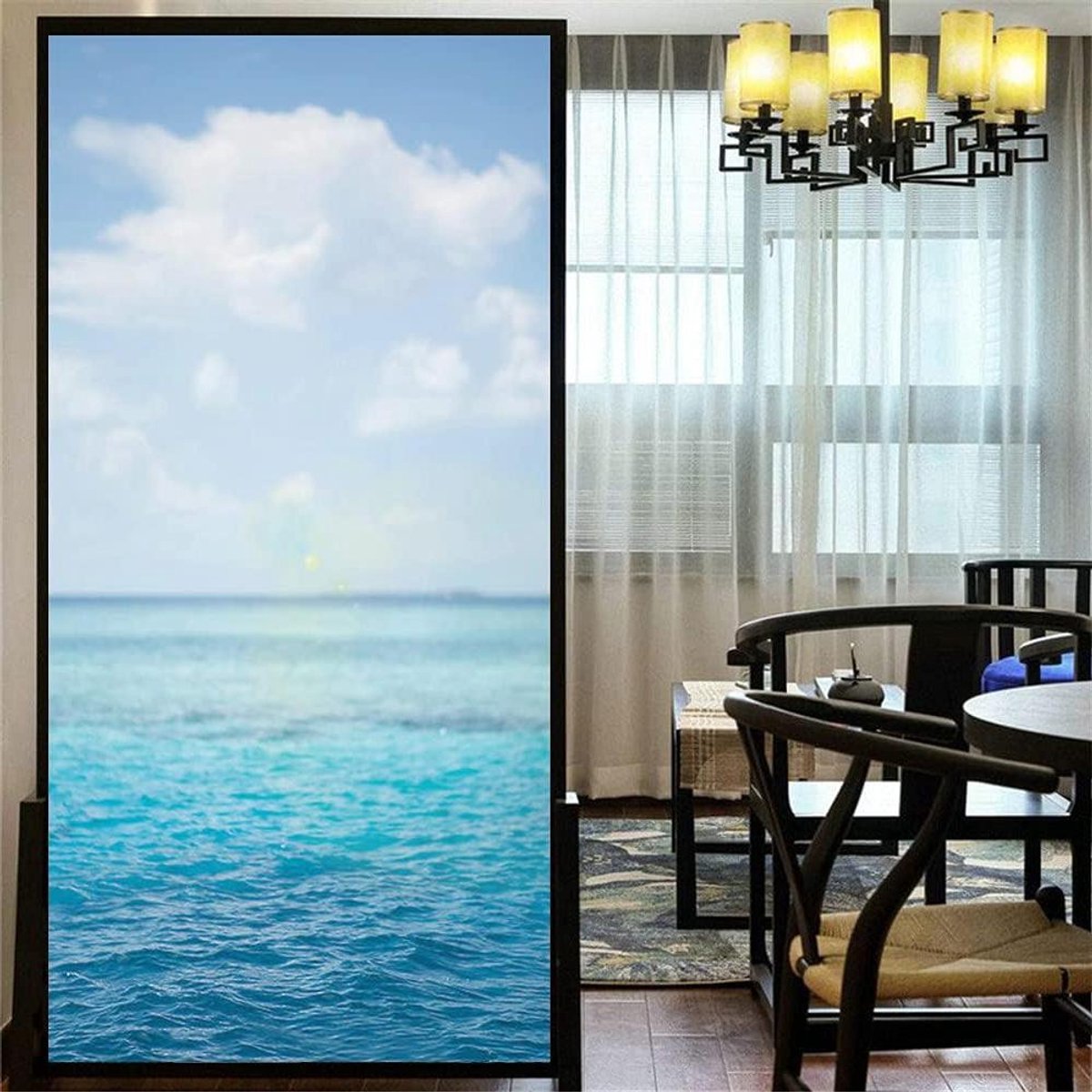 Decoratieve Raamfolie - Raamsticker Privacy - Privacy Creëren - Statisch Zonder Lijm - 82x160 cm - Blauw