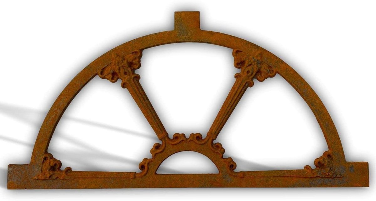 Venster Schuurraam - Raam Ijzer - Decoratie Tuinhuis - Antieke Stijl - 53 x 27 x 3cm - Roest