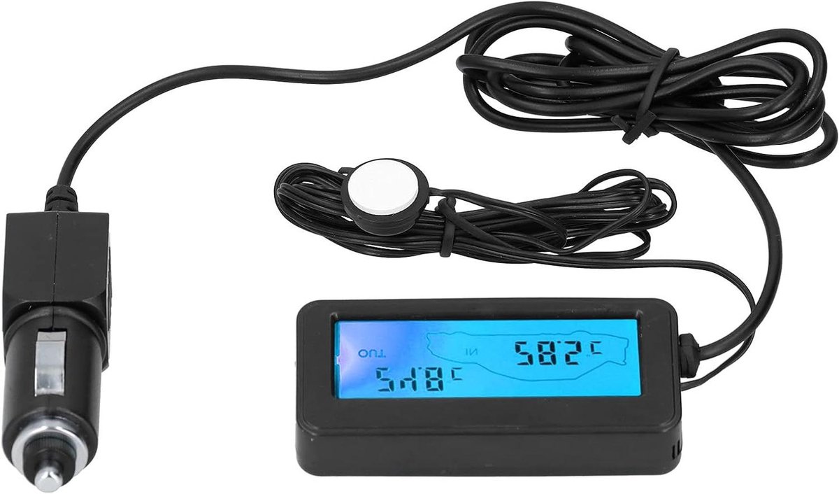 Mini Thermometer Auto - Digitale Temperatuurmeter - Interieur Temperatuur Meten - LCD Achtergrondverlichting - 7.5x3.3x1.4cm - Blauw