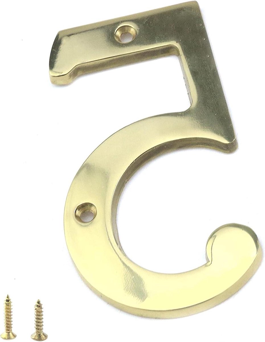Huisnummer 5 - Adrescijfer Deurnummer - Huisadres Aangeven - Roestvrij Staal - 10 cm Hoog - Zilver