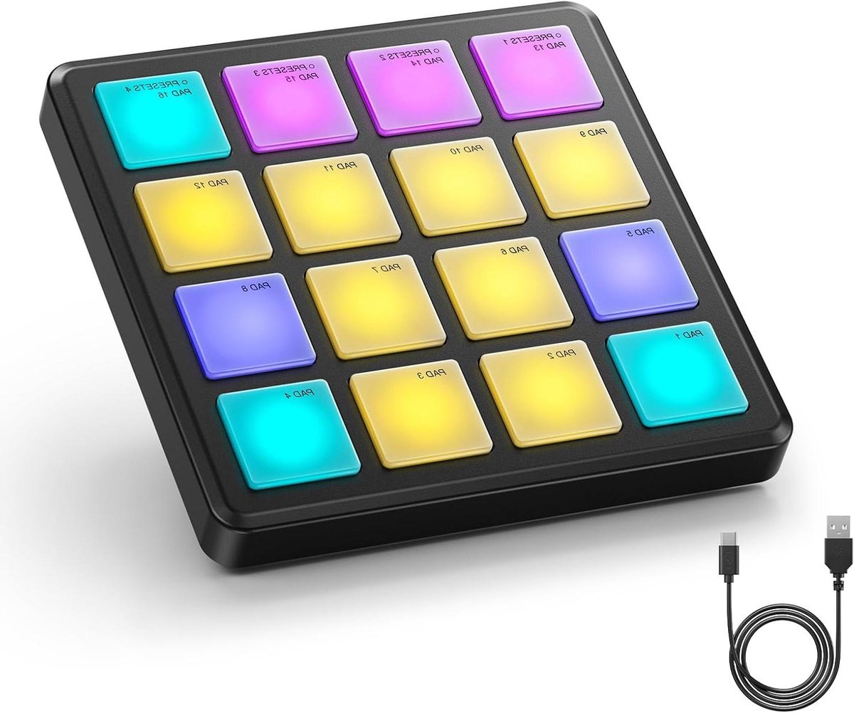 Midi Controller - Drum Pad - Muziek Produceren - Draagbaar Compact Formaat - 5.71 x 4.53 x 1.02 inch - Zwart