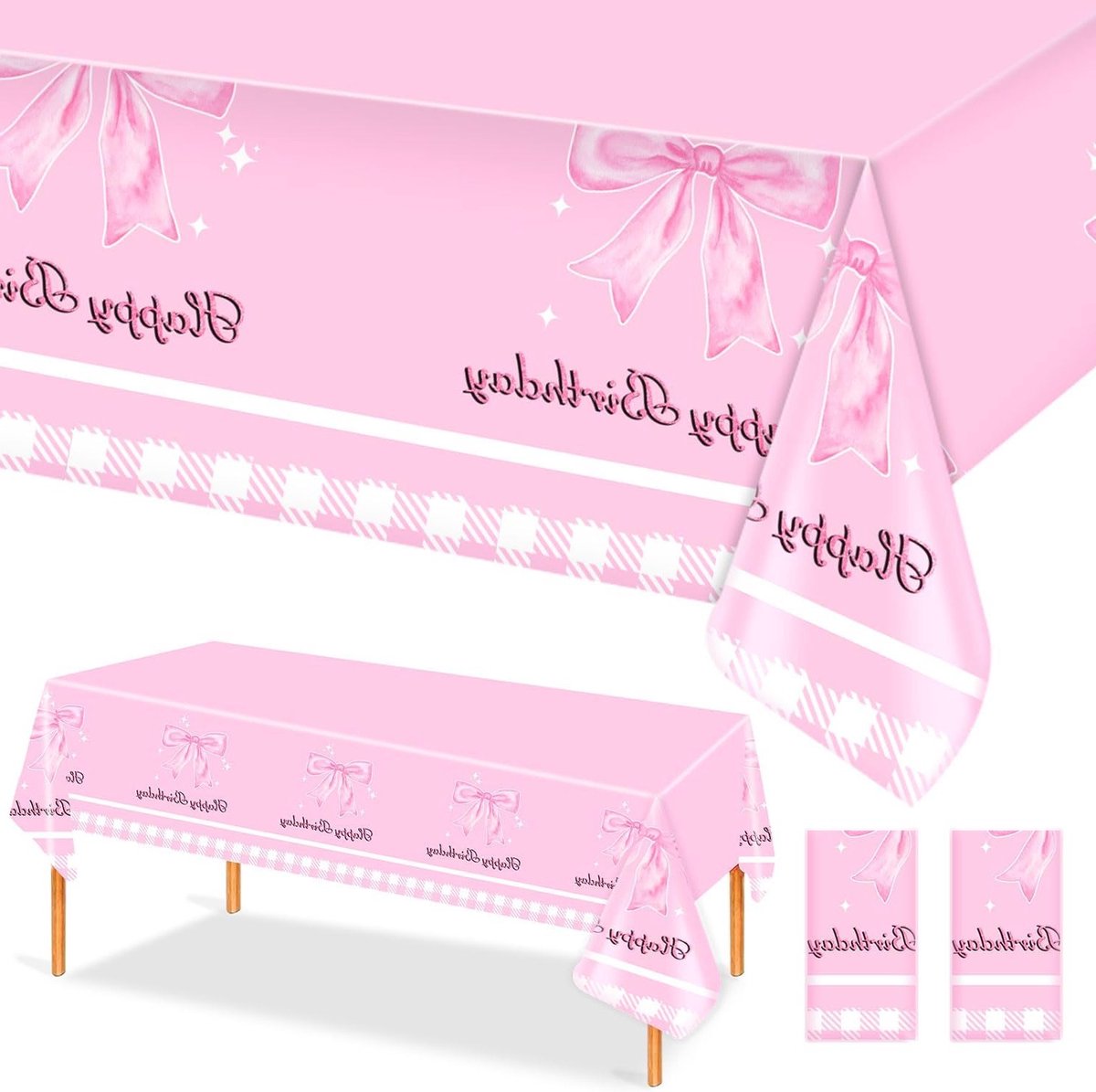 Luxe Tafelkleed met Roze Strik, 2.77x1.37m - Perfect voor Verjaardagsfeesten, Babyshowers en Feestdecoratie