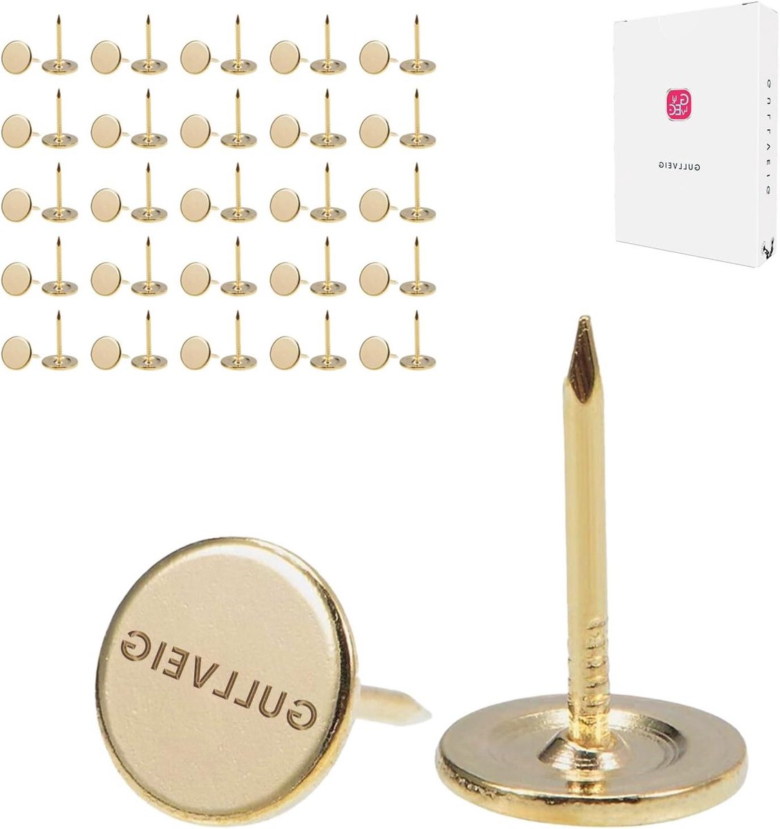 Decoratieve Duimspijkers - Punaises Kopspijkers - Muurdecoratie Bevestigen - Veerkrachtige Constructie - Ф11mm*17mm - Goud