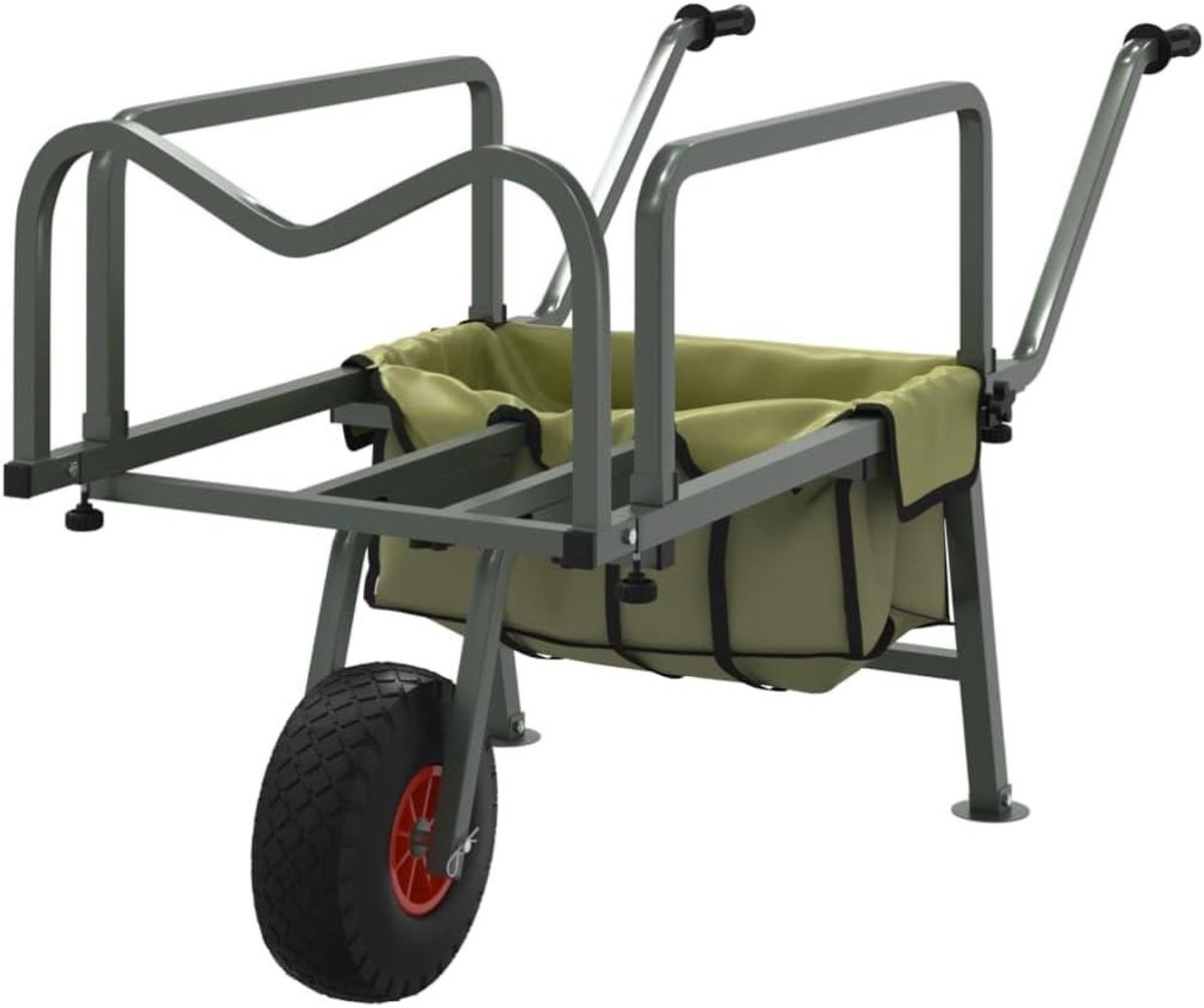 Viskar met wiel - Viskar kar - Vissen en kamperen - Gepoedercoat staal - 150 kg draagvermogen - Groen