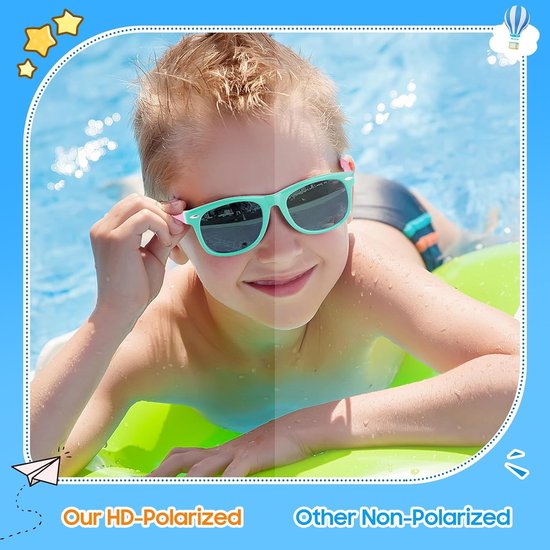Kinder Zonnebril - Peuter Bril - Bescherming Zonnestralen - Flexibel Rubber Frame - 3-10 Jaar - Blauw van Merkloos — afbeelding 2