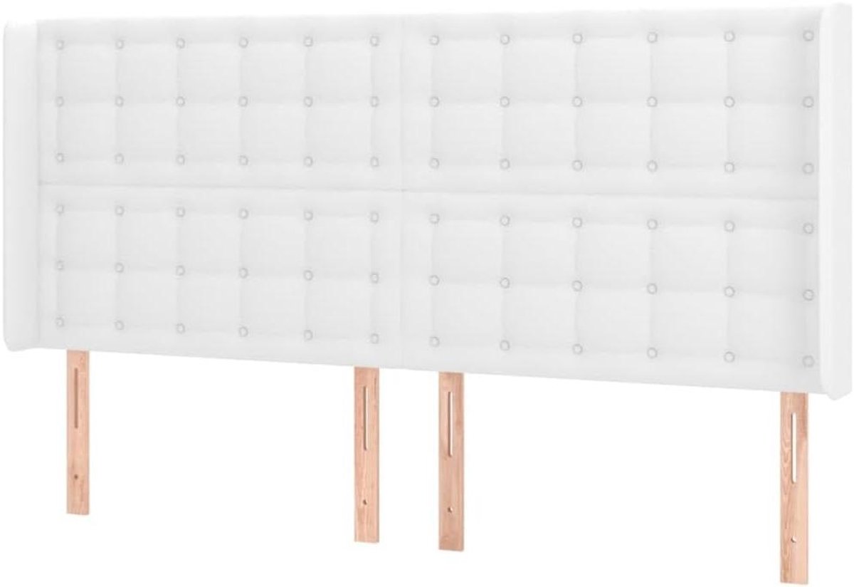 Hoofdbord met randen - Hoofdeinde bed - Slaapkamer aankleden - Verstelbare hoogte - 203x16x118/128 cm - Wit
