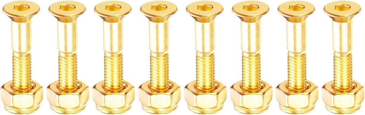 Skateboard Hardware Set - Schroeven en Moeren - Skateboard Reparatie - Koolstofstaal Grade 8.8 - 1-1/8 inch - Goud