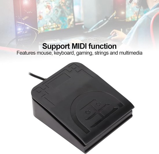 USB Voetpedaal - Toetsenbord Pedaal Computertoetsenbord - Functies Programmeren - Mechanische Schakelaar - 2m Kabel - Zwart — afbeelding 3