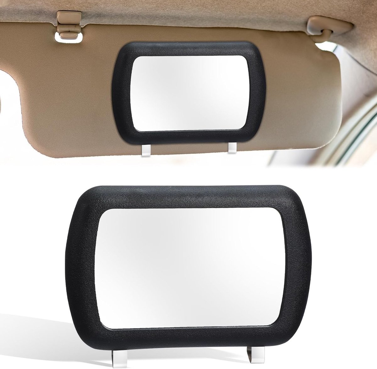 Praktische Zonnebril Spiegel voor Auto - Clip-on Make-up Spiegel met Zonnebescherming en Cosmetische Functie voor Vrouwen - Interieur Accessoires voor Auto's