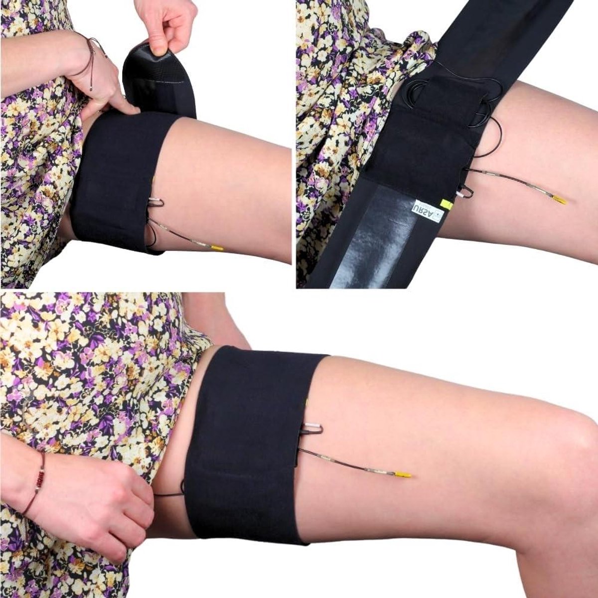 Dijband Zenderhouder - Radiozender Tas - Locatie Geluidsopname - Hypoallergene Gripper - 63cm x 10cm - Zwart