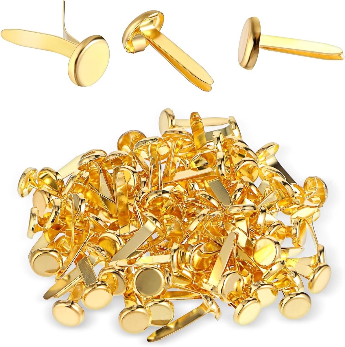 Ronde metalen paper fasteners in brons, 100 stuks voor knutselen, scrapbooking en DIY-projecten, 8 x 18 mm