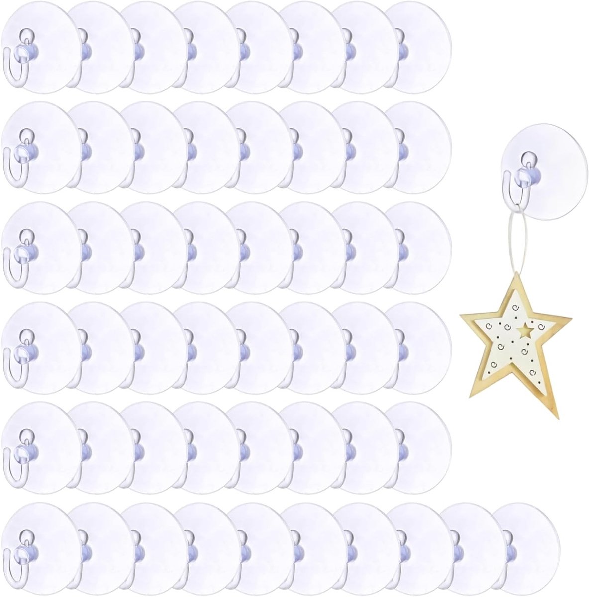 50 Stuks Zuignappen met Haken voor Raamdecoratie, Ideaal voor Wanddecoratie en Ophangsystemen