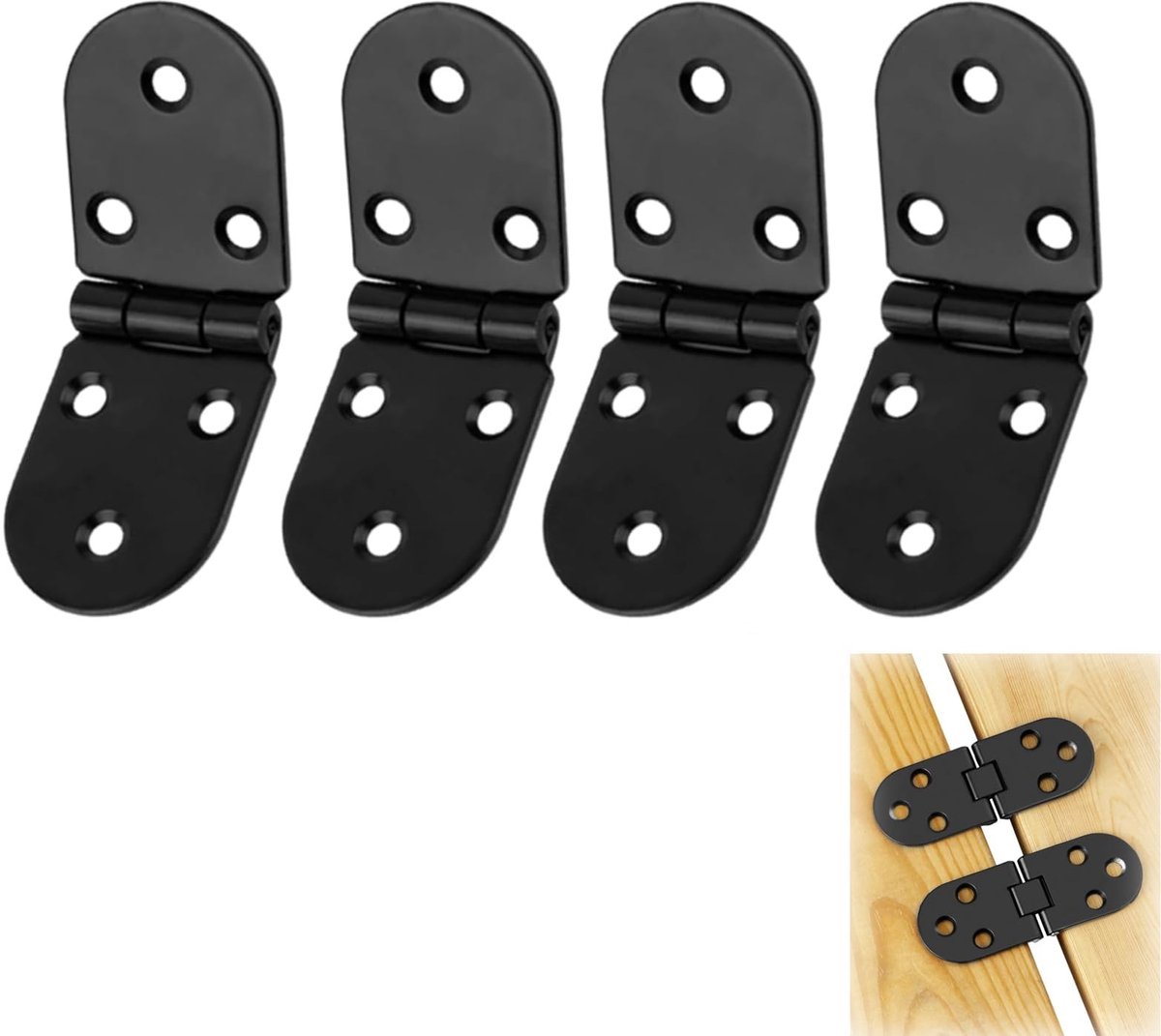 NTHProducts - Vouwscharnieren - Roestvrijstalen Vouwscharnieren - 180° Vrije Hoek - Zwart - Meubel Scharnieren - Perfect voor Tafels en Kasten - Set van 4
