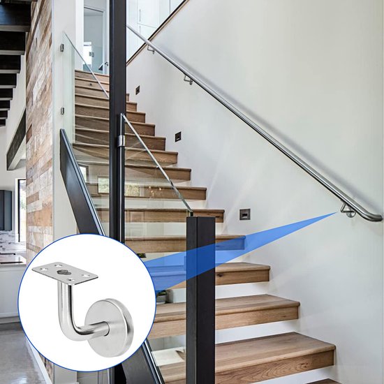 aladdien - Handrail Beugels - Stevige Wandbevestiging - Handrail Steun - Set van 8 - Geschikt voor Trapleuningen - 60x60 mm van Merkloos — afbeelding 4