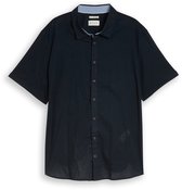 Tom Tailor - Plus Size - Regular Fit overhemd met korte mouwen en linnen - Maat 4XL - sky captain blue