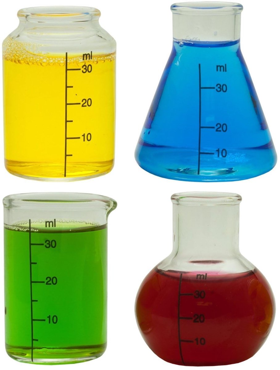 MTTProducts - Chemie Shotglazen - Set van 4 - Ideaal voor Cocktails - Transparant - Uniek Design - Geschikt voor Feestjes - Voor Volwassenen