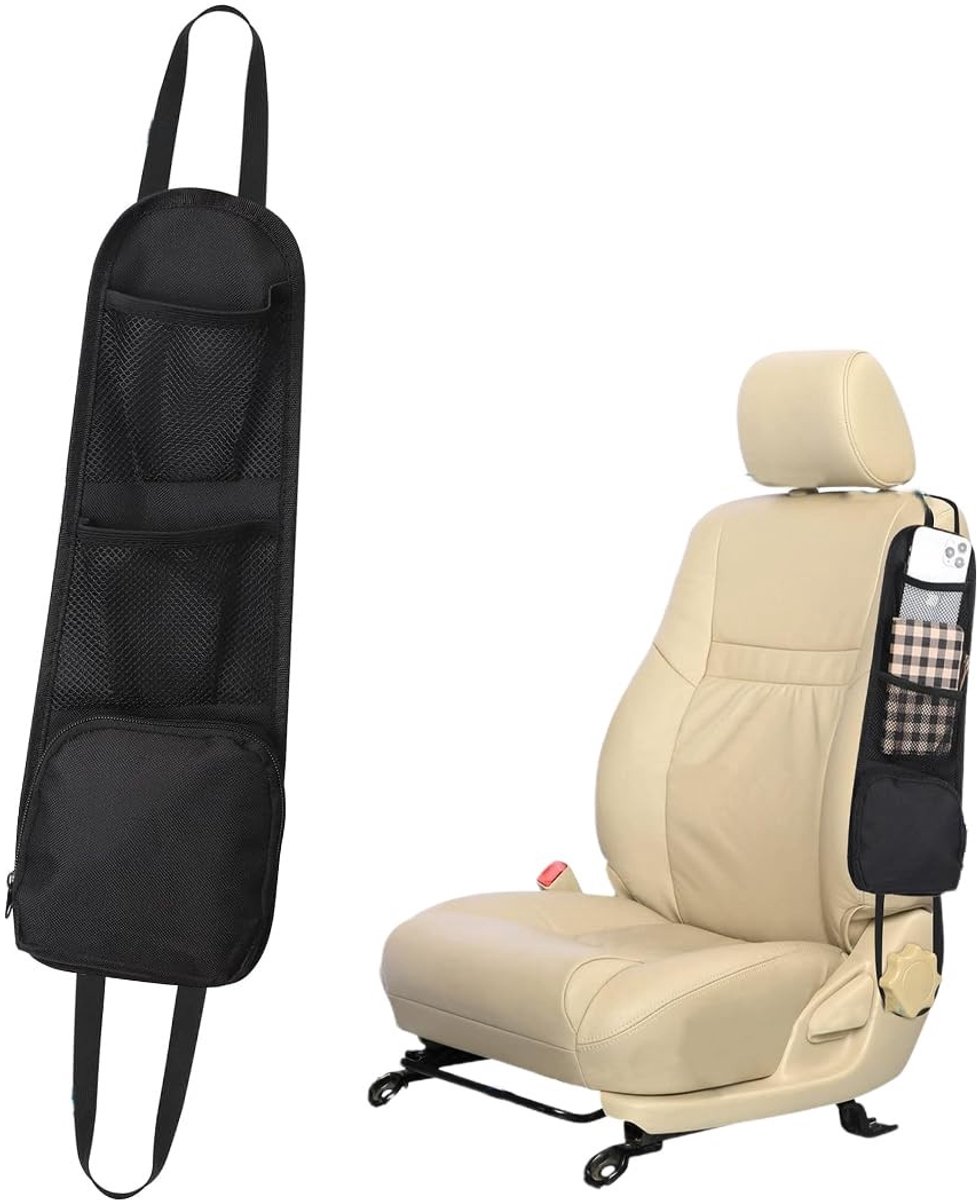 Seb3 - Auto Organizer - Opvouwbare Car Seat Organizer - Handige Ruimtebesparende Oplossing - Zwart - Multifunctionele Autotas - Ideaal voor Auto...