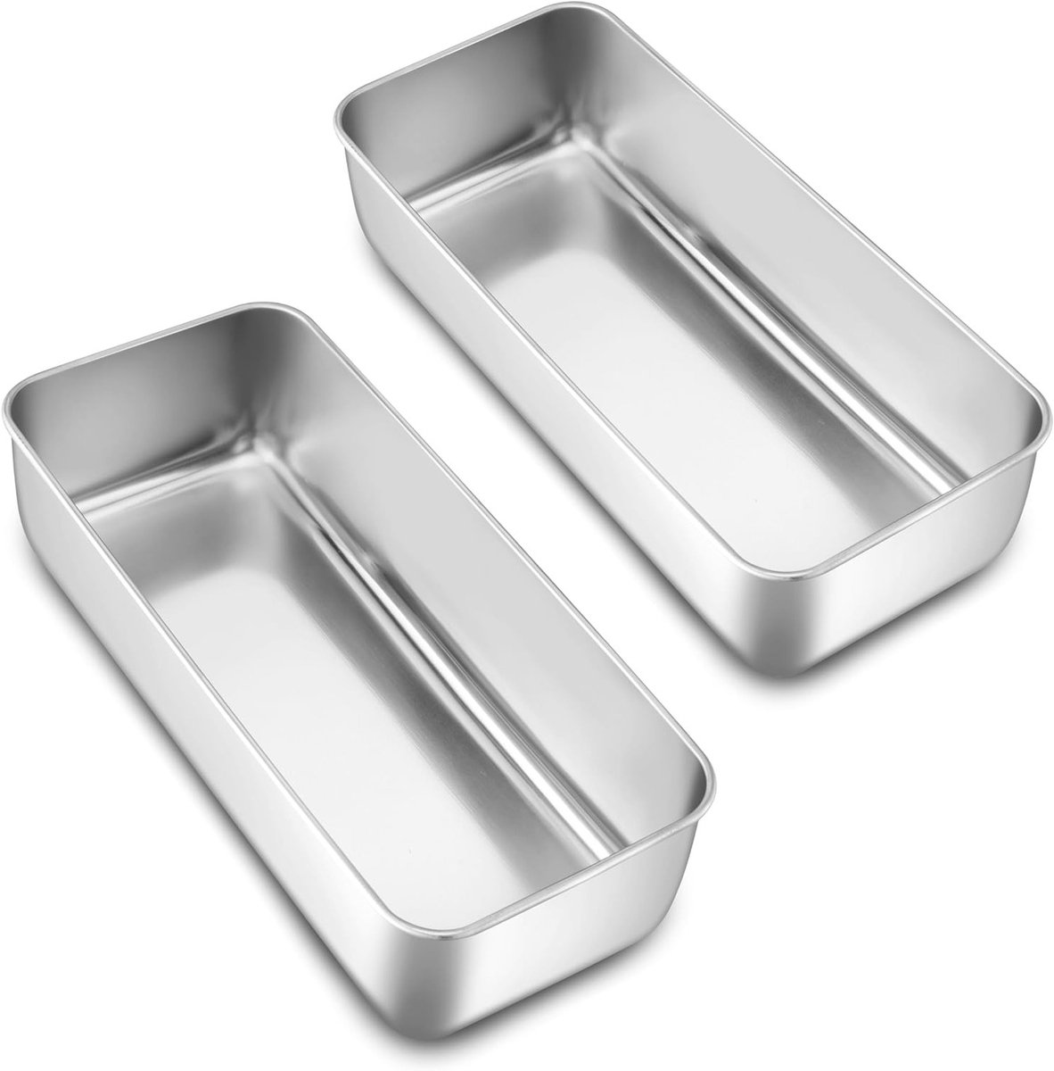 Set van 2 RVS Bakvormen van 30,5 cm voor Taarten, Brood en Toast, Rectangular, 3 Inch Diepte, Gezond en Vaatwasserbestendig