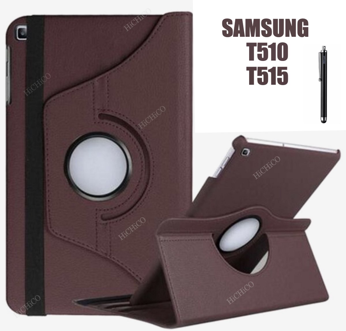 HiCHiCO® Tablet Hoes Geshikt voor Samsung Galaxy Tab T510 Hoesje Bruin - Samsung Galaxy Tab T515 Hoesje met Stylus Pen