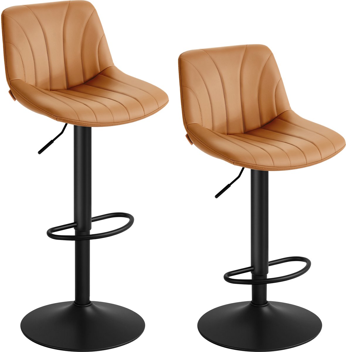 Vasagle Barkruk - Set van 2 - In Hoogte Verstelbaar 88-108 cm - 360° Draaibaar met Voetsteun Bruin