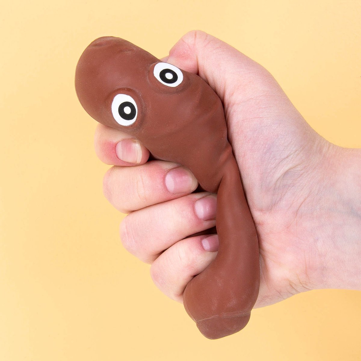 Squeeze Drol Stressbal – Grappig Cadeau – 3 x 14 cm – Stressverlichting – Zacht en Compact