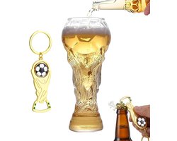 Namajunas - Bierglazen speciaal bier - Trophy style 560ML bierglas - Groot bierpul met voetbalflessenopener - Bieropener - flesopener - 2026 Voetbal wedstrijddag bar kijkfeest & cadeau voor vader, mannelijke voetbalfans - WK 2026