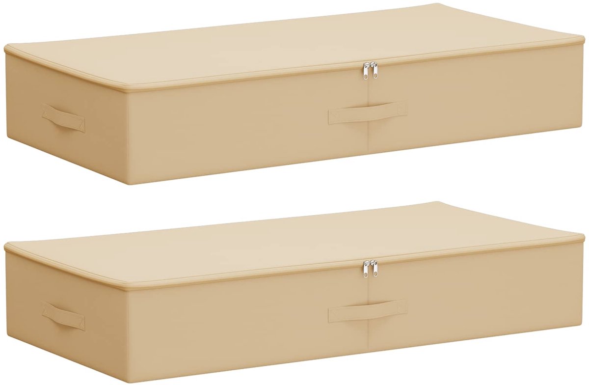 vidaXL - Opbergbox - 2 - pcs - Crèmekleurig - 90 - x - 48 - x - 15 - cm - Nonwoven - stof